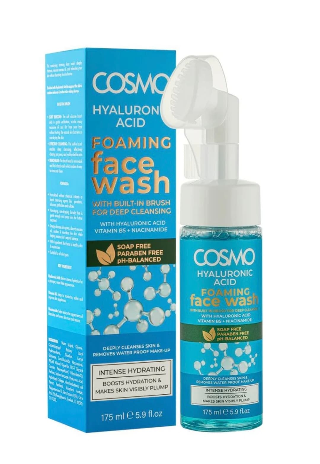 COSMO HYALURONIC ACID Foaming Face Wash with Built-in Brush